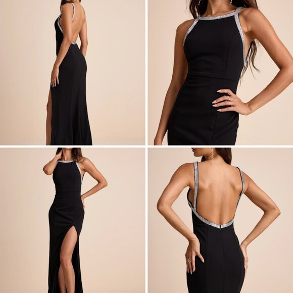 Lulus Exceptional Radiancy Maxi Dress Small $99 Rhinestone Black New With Tags - Picture 3 of 17